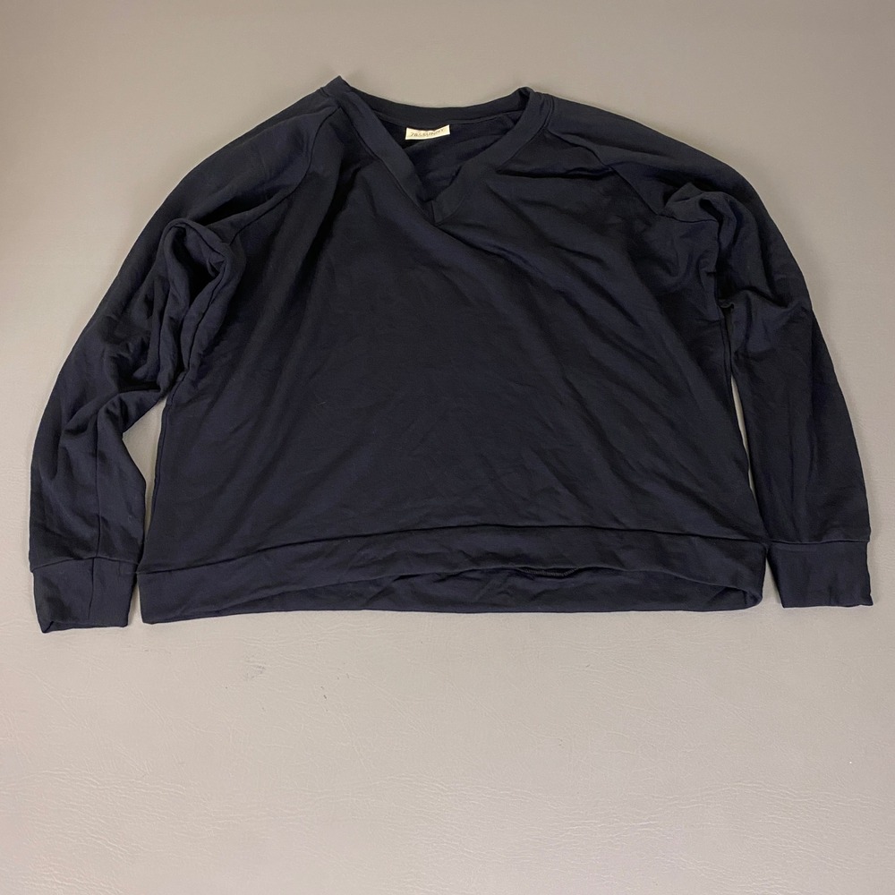 78&Sunny Sweatshirt Women's Size Large Black Modal V-Neck Raglan Made in USA